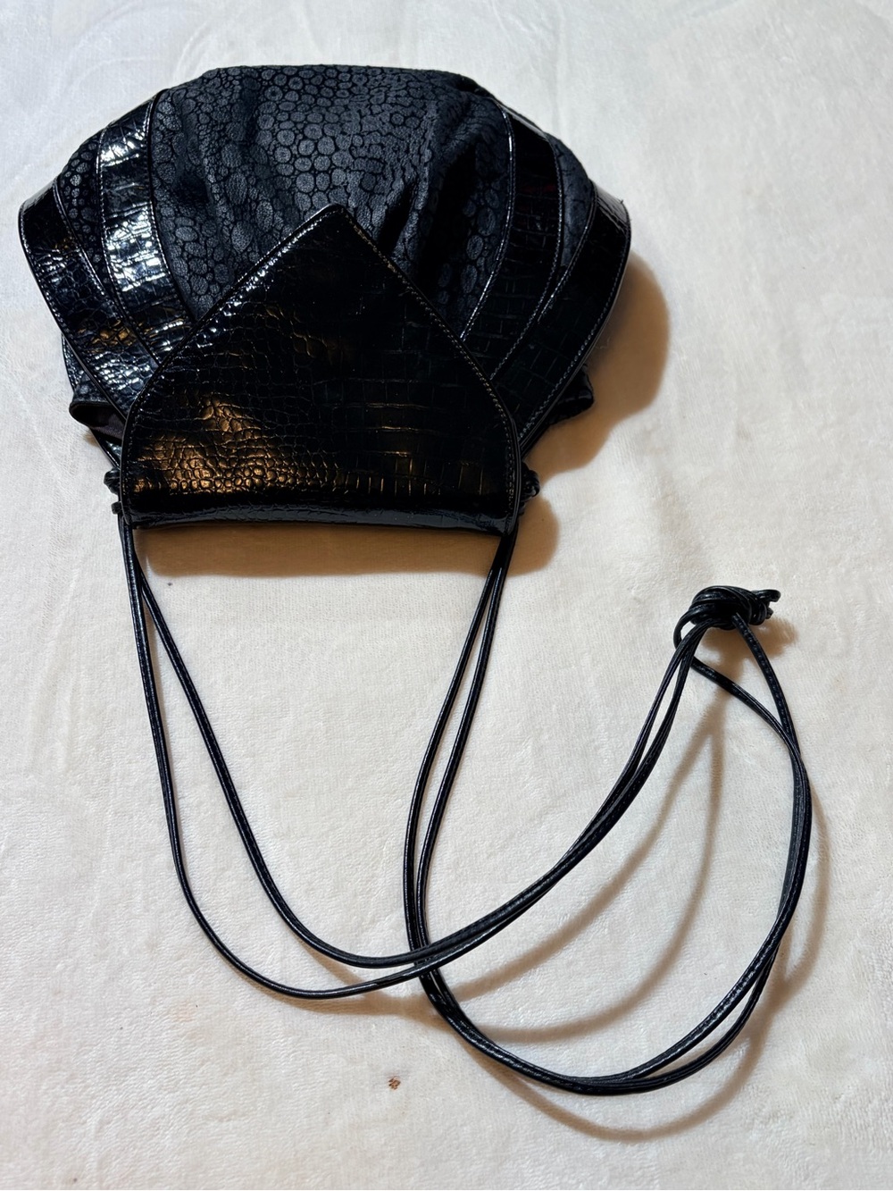 Vintage Patent & Matte Croc Textured Crossbody Bag